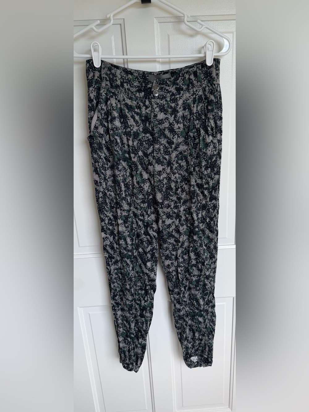 Anthropologie Printed Jogger Pants Size 4T Zip Ankle Tapered Viscose